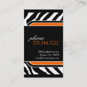 Carte de visite d'impression de zèbre (Dos)