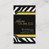 Carte de visite d'impression de zèbre (Dos)