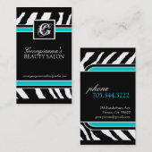 Carte de visite d'impression de zèbre (Devant / Derrière)