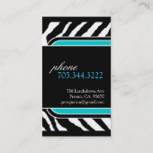 Carte de visite d'impression de zèbre (Dos)