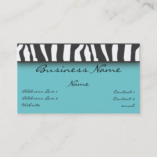 Carte de visite d'impression de zèbre (Devant)