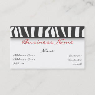 Carte de visite d'impression de zèbre