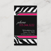 Carte de visite d'impression de zèbre de (Dos)