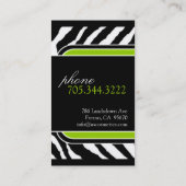 Carte de visite d'impression de zèbre de chaux (Dos)