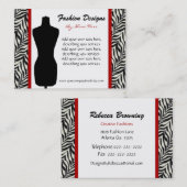 Carte de visite d'impression de zèbre de mode (Devant / Derrière)