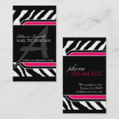 Carte de visite d'impression de zèbre de roses (Devant / Derrière)