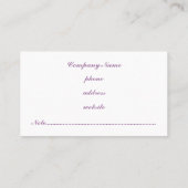 Carte de visite d'impression dentelle de lavande (Dos)