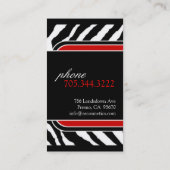 Carte de visite d'impression Red Zebra (Dos)