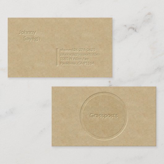 Carte de visite d'impression typographique de (Devant / Derrière)