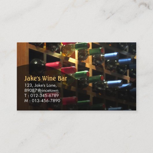 Carte De Visite Diner Bar Restaurant Wine Bottle (Devant)