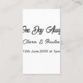 Carte De Visite dîner de répétition la veille du nom da (Dos)