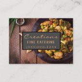 Carte De Visite Dîner Design Luxe Bois Plat Cuisine Chef Restaurat (Devant)