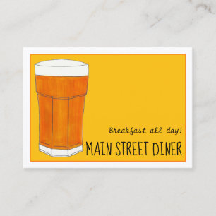 Carte De Visite Diner en verre de jus d'orange pressé