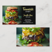 Carte De Visite Diner Restaurant Burger de boeuf (Devant / Derrière)