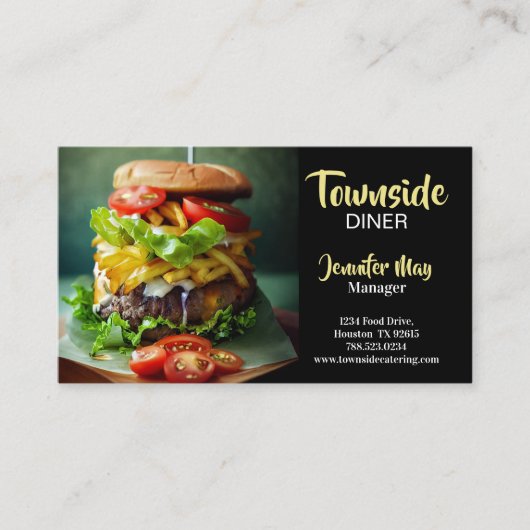 Carte De Visite Diner Restaurant Burger de boeuf (Devant)