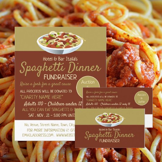 Carte De Visite Dîner Spaghetti Moderne Activité de collecte de fo