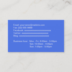 carte de visite d'information complet bleu ciel