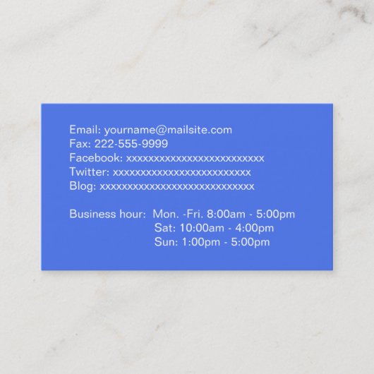 carte de visite d'information complet bleu ciel (Devant)