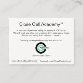 Carte de visite d'information d'académie d'échappé (Devant)