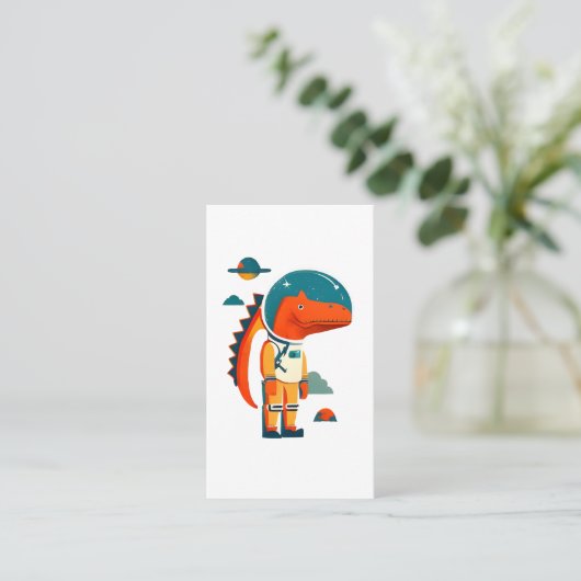 Carte De Visite Dinosaure astronaute dans l'espace (Debout devant)