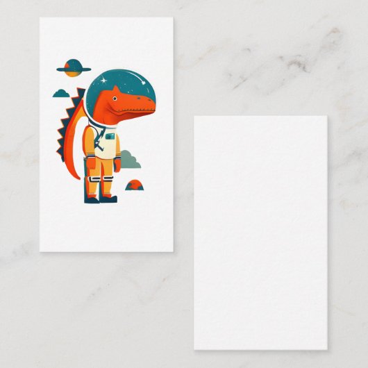 Carte De Visite Dinosaure astronaute dans l'espace (Devant / Derrière)