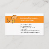 Carte De Visite Dinosaure bébé mignon jaune orange (Dos)