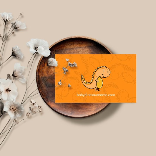 Carte De Visite Dinosaure bébé mignon jaune orange