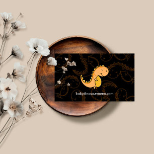 Carte De Visite Dinosaure orange jaune mignon bébé