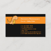 Carte De Visite Dinosaure orange jaune mignon bébé (Dos)