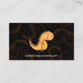 Carte De Visite Dinosaure orange jaune mignon bébé (Devant)