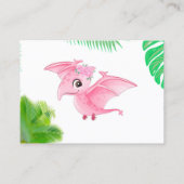 Carte De Visite Dinosaure Rose Feuille Tropical Livres Filles Pour (Dos)