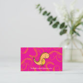 Carte De Visite Dinosaure rose orange (Debout devant)