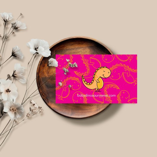 Carte De Visite Dinosaure rose orange