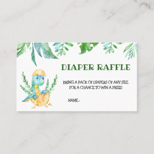 Carte De Visite Dinosaure vert Baby shower Dinosaure Raffle