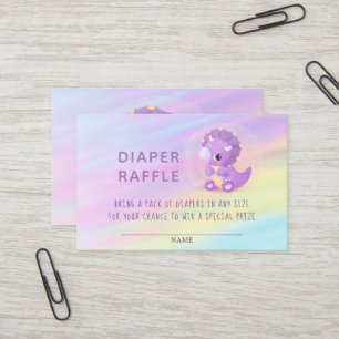 Carte De Visite Dinosaure violet mou Baby shower Dinosaure Raffle 