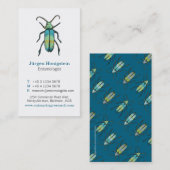 Carte de visite d'insecte entomologiste bleu et bl (Devant / Derrière)