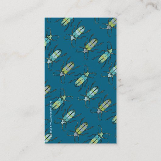 Carte de visite d'insecte entomologiste bleu et bl (Dos)