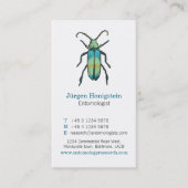 Carte de visite d'insecte entomologiste bleu et bl (Devant)