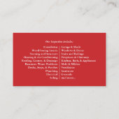 Carte de visite d'inspection à domicile (Dos)