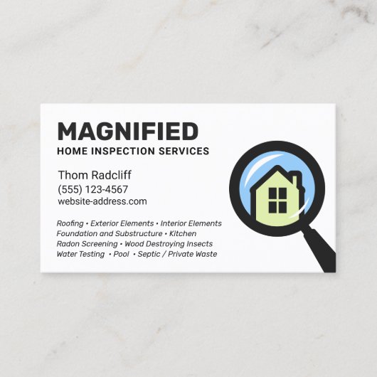 Carte de visite d'inspection à domicile (Devant)