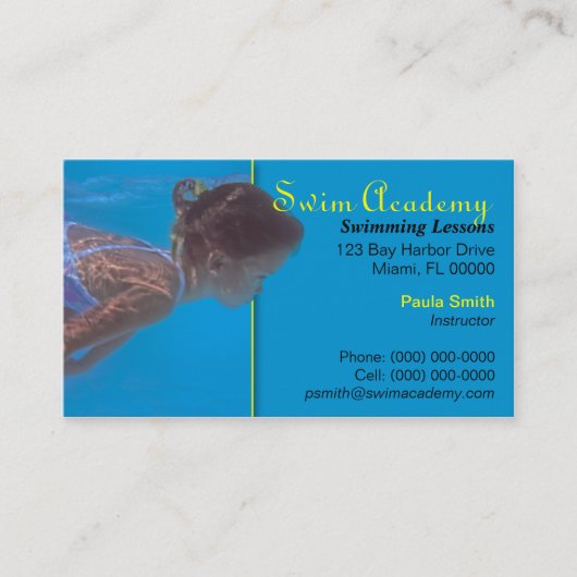 Carte de visite d'instructeur de bain (Devant)