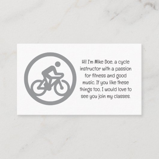 Carte de visite d'instructeur de cycle personnalis (Devant)