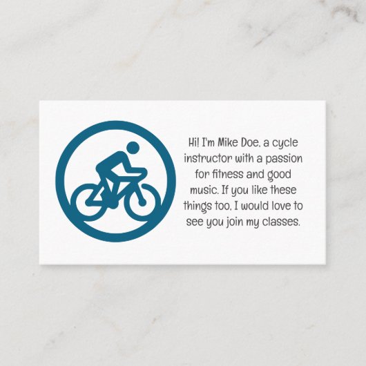 Carte de visite d'instructeur de cycle personnalis (Devant)