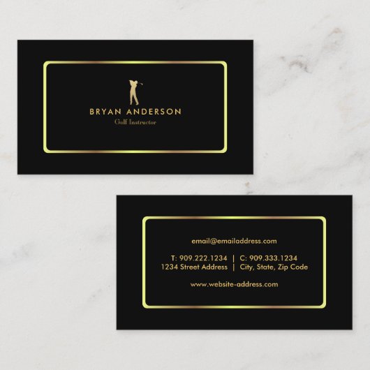 Carte de visite d'instructeur de golf (Devant / Derrière)