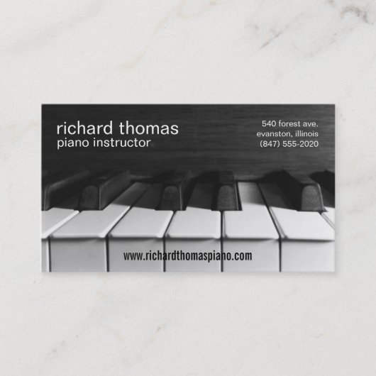 carte de visite d'instructeur de piano touches (Devant)