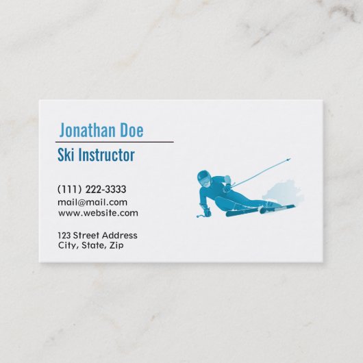 Carte de visite d'instructeur de ski (Devant)