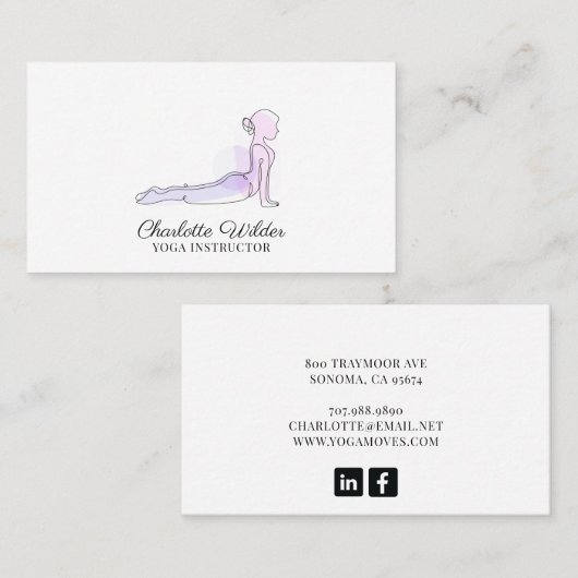 Carte de visite d'instructeur de yoga (Devant / Derrière)