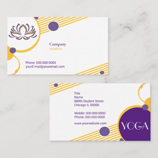 Carte de visite d'instructeur de yoga (Devant / Derrière)