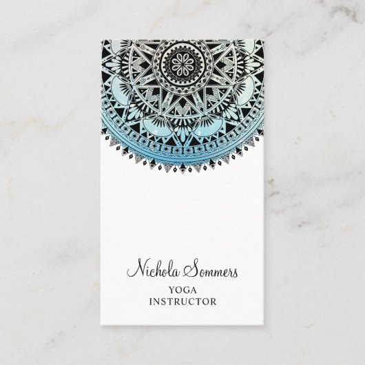Carte de visite d'instructeur de Yoga Blue Ombre M (Devant)