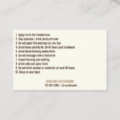 Carte de visite d'instruction de suivi de rempliss (Dos)